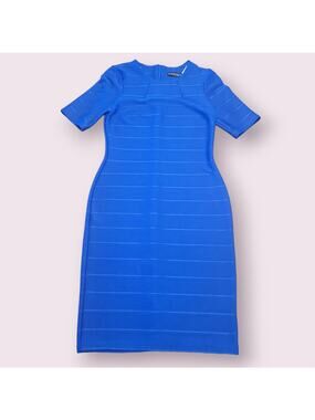 Dorothy Perkins Blue Bodycon Pencil Dress Textured Office US 6